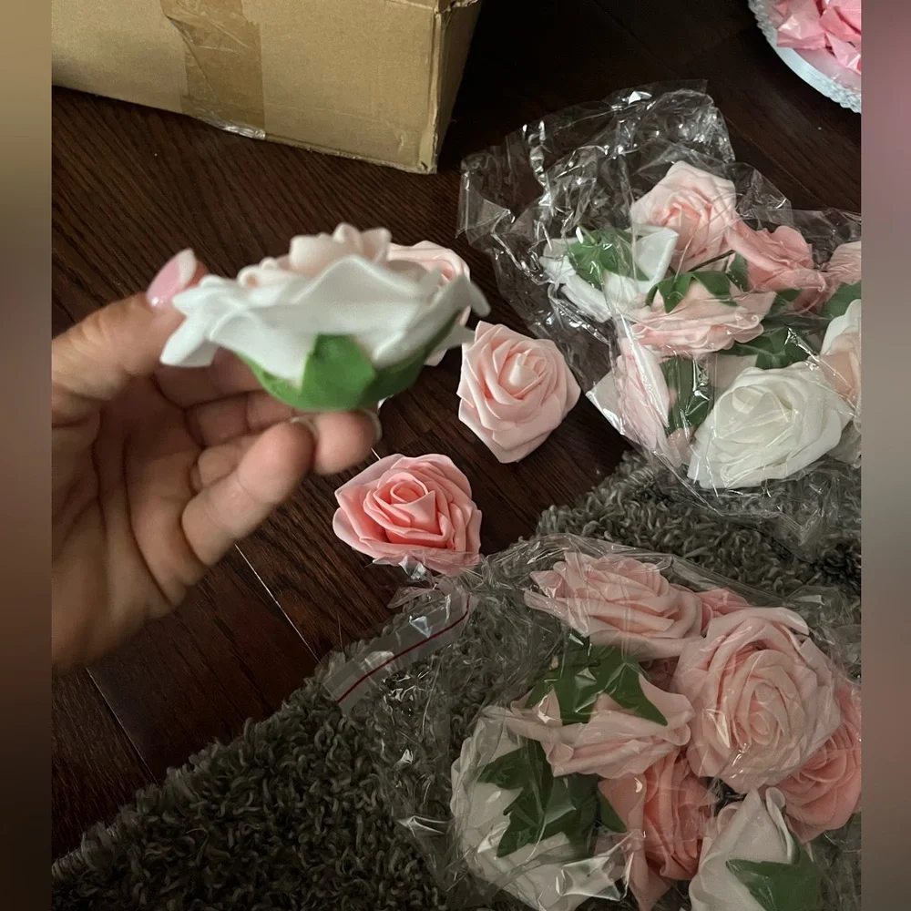 Artificial Pink and White Roses